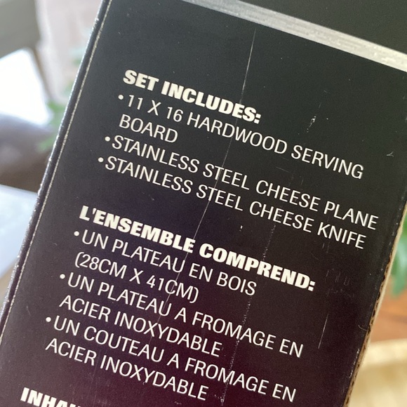 Hoffritz 3 Piece Charcuterie Board Set. Hardwood Board - Stainless Tools - Picture 6 of 12